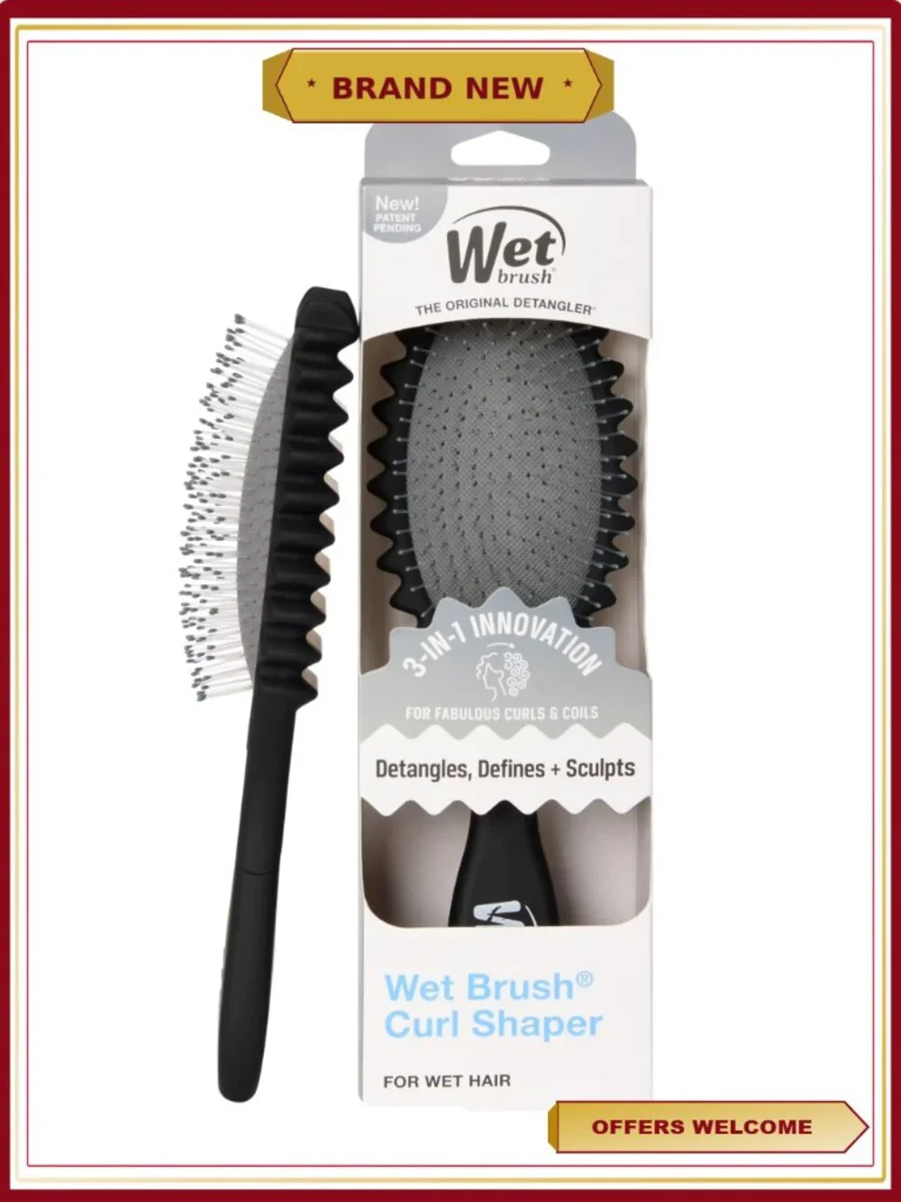 Detangling Curl Defining Brush IntelliFlex Bristles Reduces Breakage Hair Tool